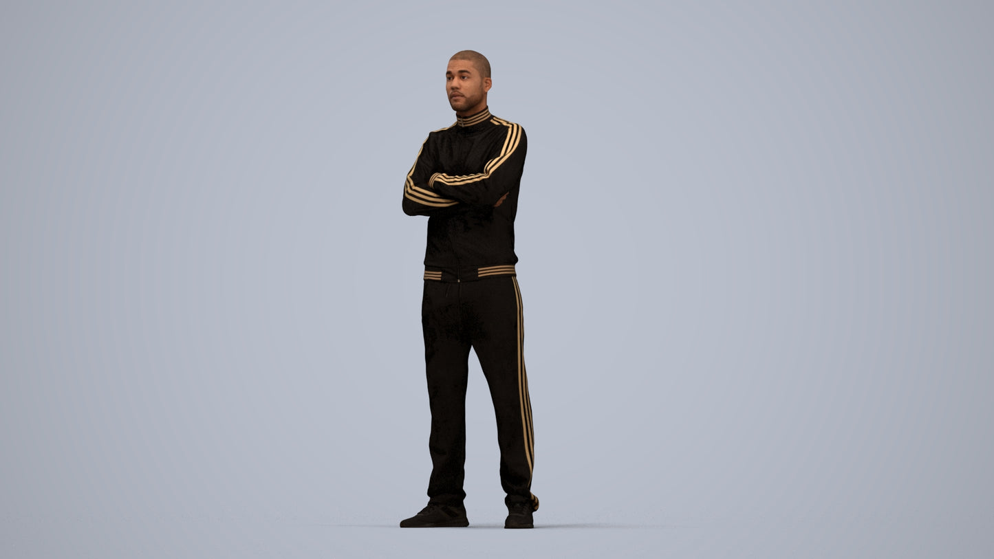 scanned 3D man standing, photogrammetry people for Enscape and V-Ray, top-down view render