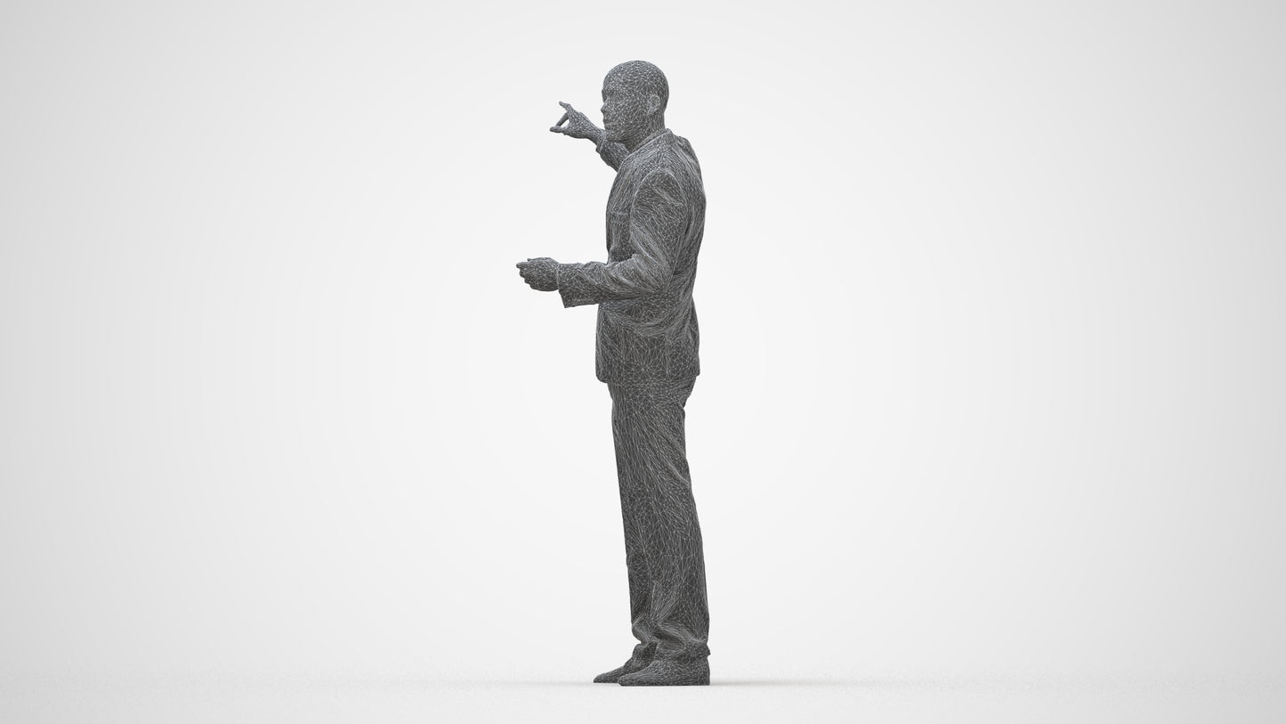 realistic 3D man business, scanned archviz people for Blender and 3ds Max, wireframe back view