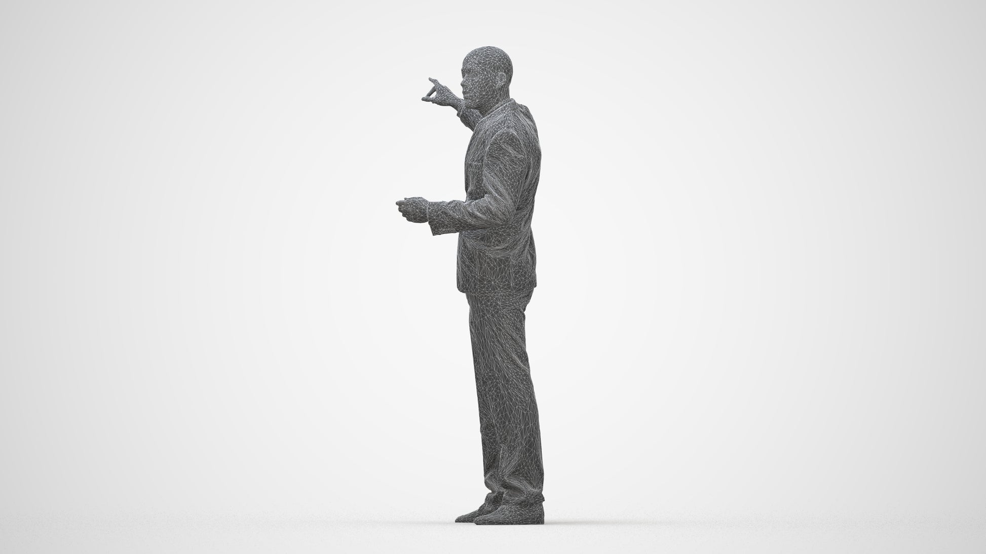realistic 3D man business, scanned archviz people for Blender and 3ds Max, wireframe back view