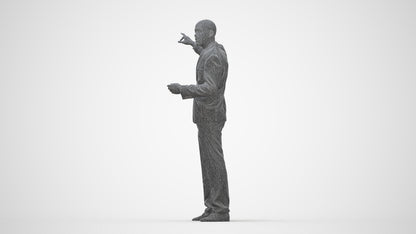 realistic 3D man business, scanned archviz people for Blender and 3ds Max, wireframe back view