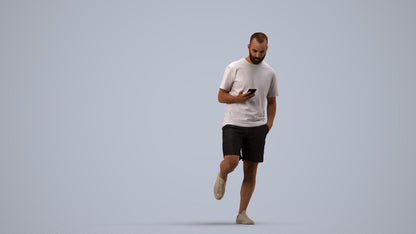 photogrammetry 3D man casual walking, realistic human model archviz FBX, side view render