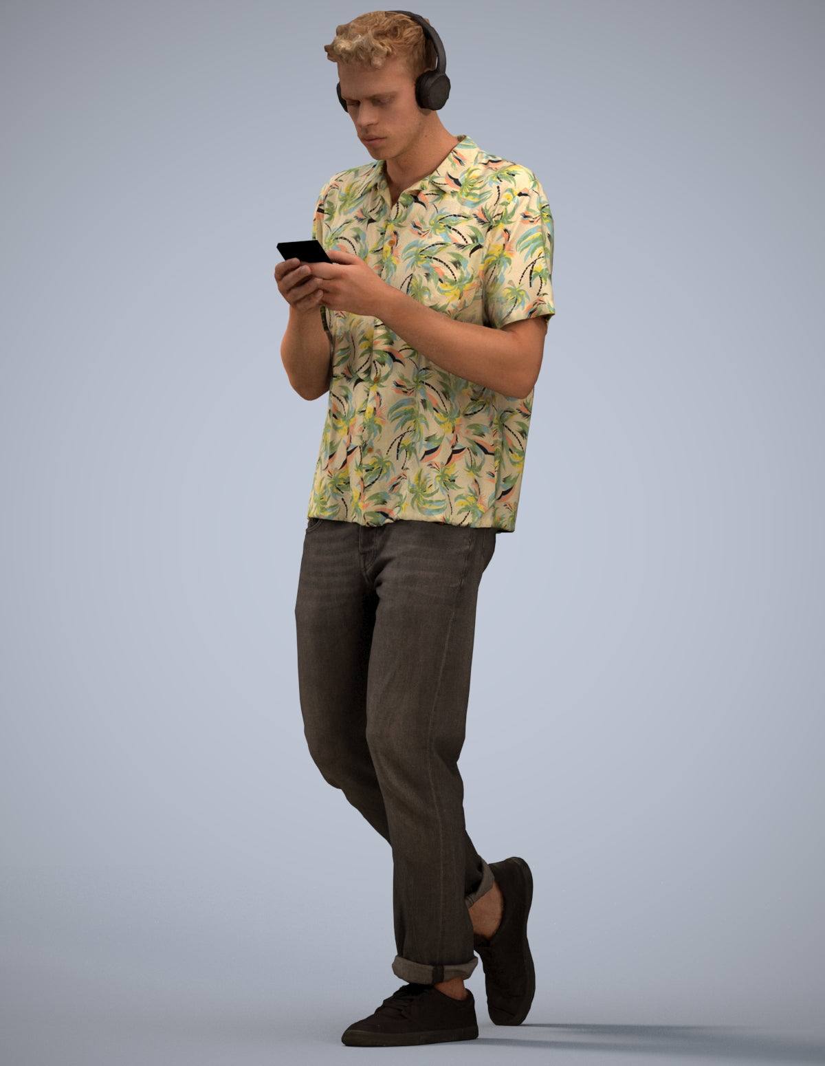 photogrammetry 3D man casual walking, realistic human model archviz FBX