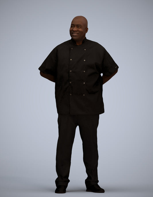 scanned 3D man hospitality, photogrammetry people for Enscape and V-Ray