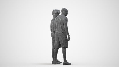 realistic 3D boy casual kids, scanned archviz people for Blender and 3ds Max, wireframe side view