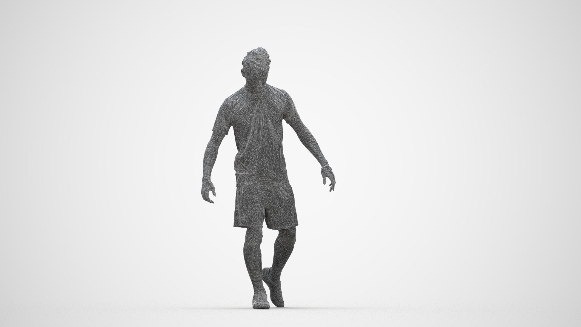 realistic 3D people man sport, render-ready for V-Ray and Corona, FBX OBJ, wireframe back view