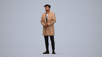 realistic 3D human man business standing, archviz people FBX OBJ for Blender, top-down view render