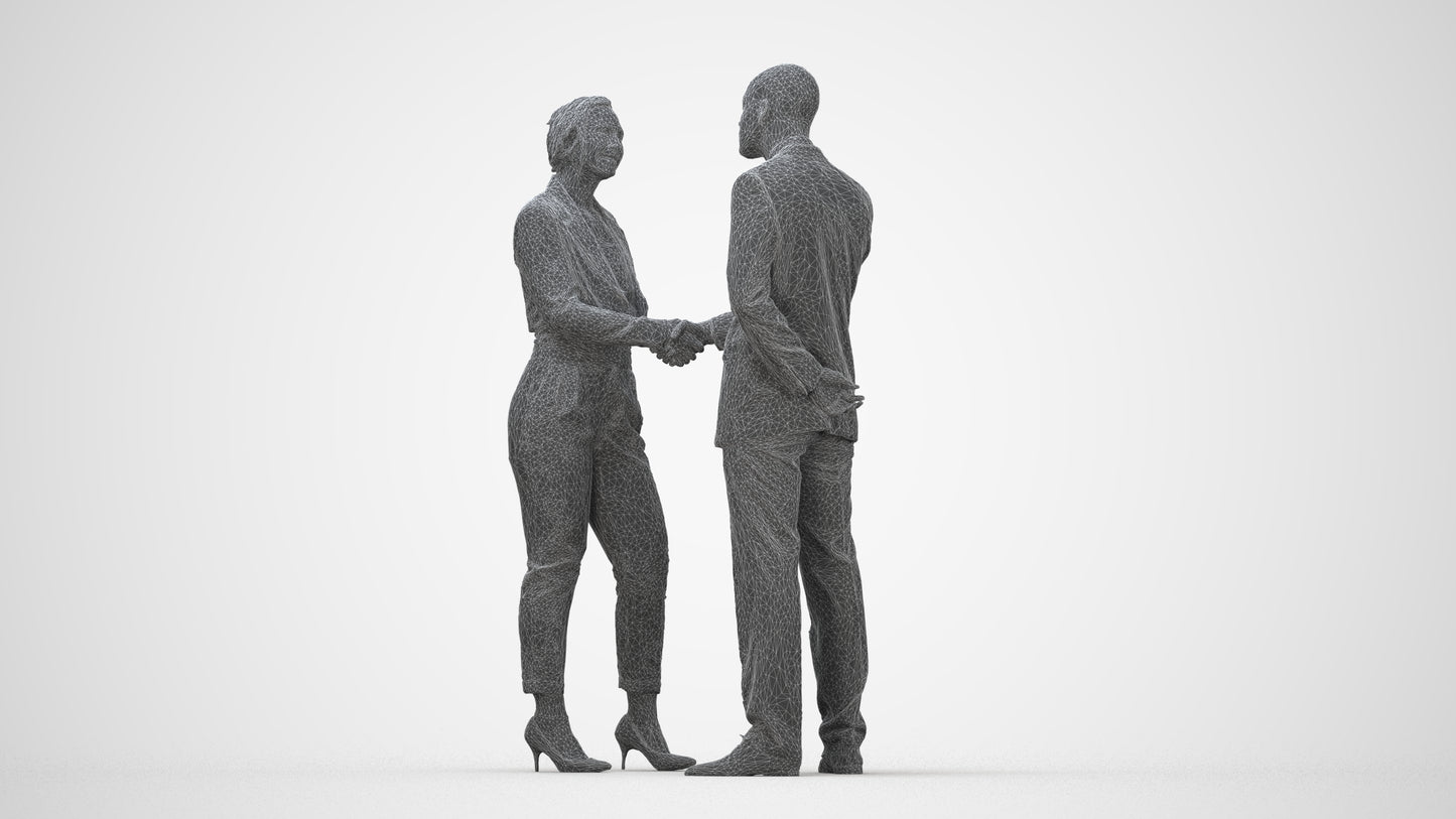 3D scanned woman business, photorealistic archviz people for Enscape and SketchUp, wireframe back view