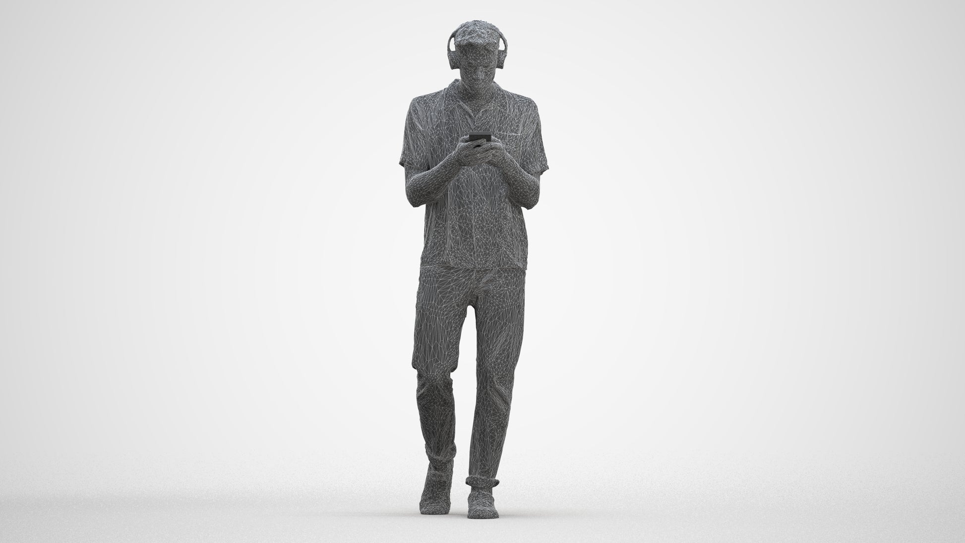 3D scanned man standing casual, photorealistic archviz people for Enscape and SketchUp, three-quarter front view render