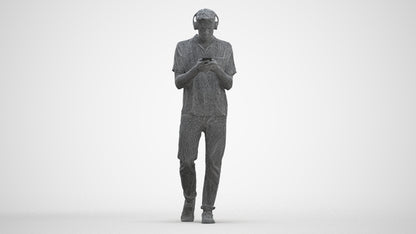 3D scanned man standing casual, photorealistic archviz people for Enscape and SketchUp, three-quarter front view render