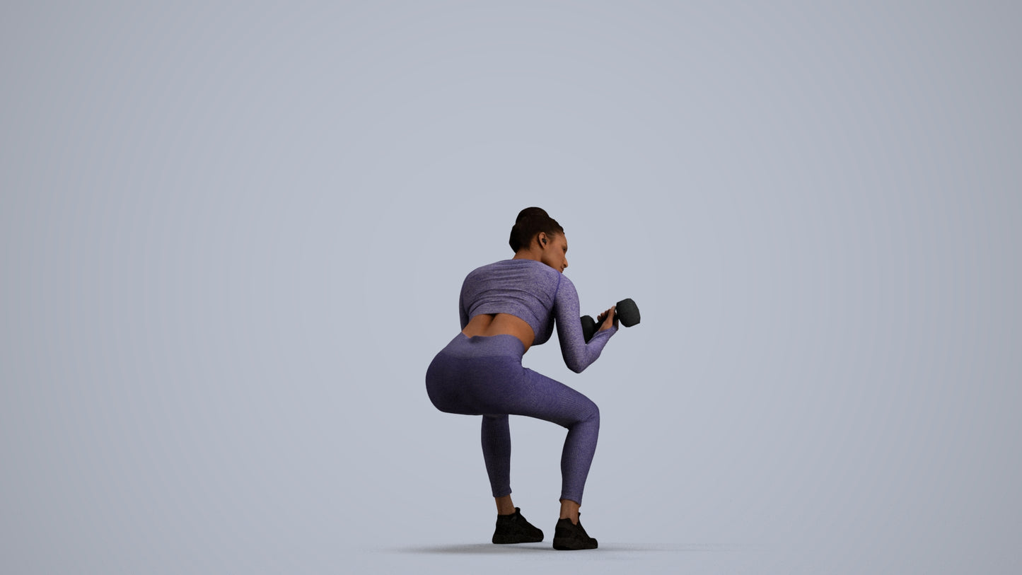 realistic 3D human woman sport, archviz people FBX OBJ for Blender, front view render