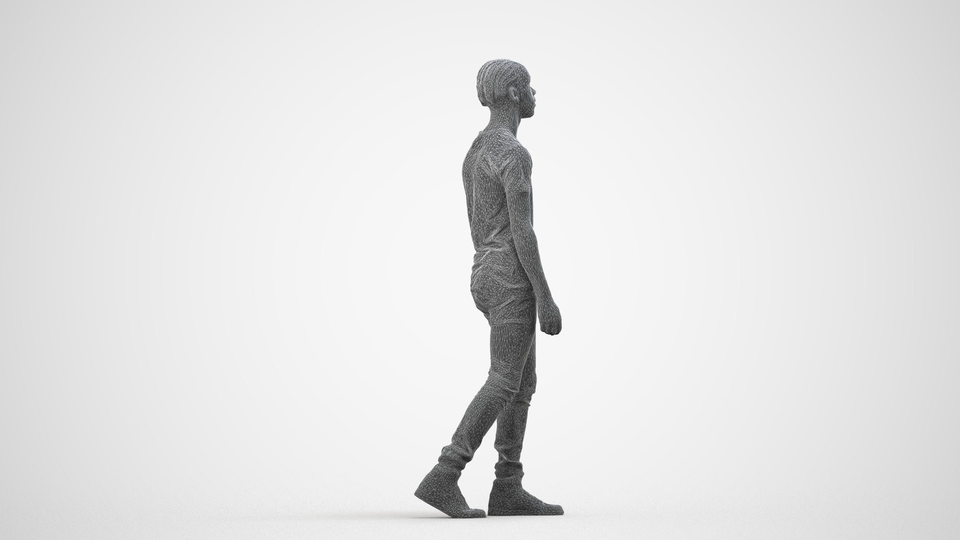 realistic 3D people boy casual kids, render-ready for V-Ray and Corona, FBX OBJ, wireframe side view