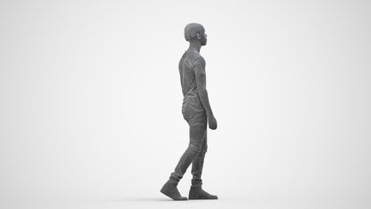realistic 3D people boy casual kids, render-ready for V-Ray and Corona, FBX OBJ, wireframe side view