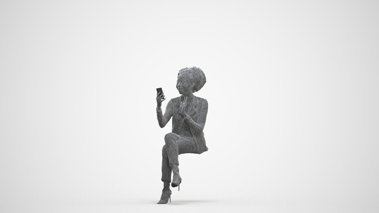 3D people model woman business, scanned human for 3ds Max rendering, three-quarter front view render