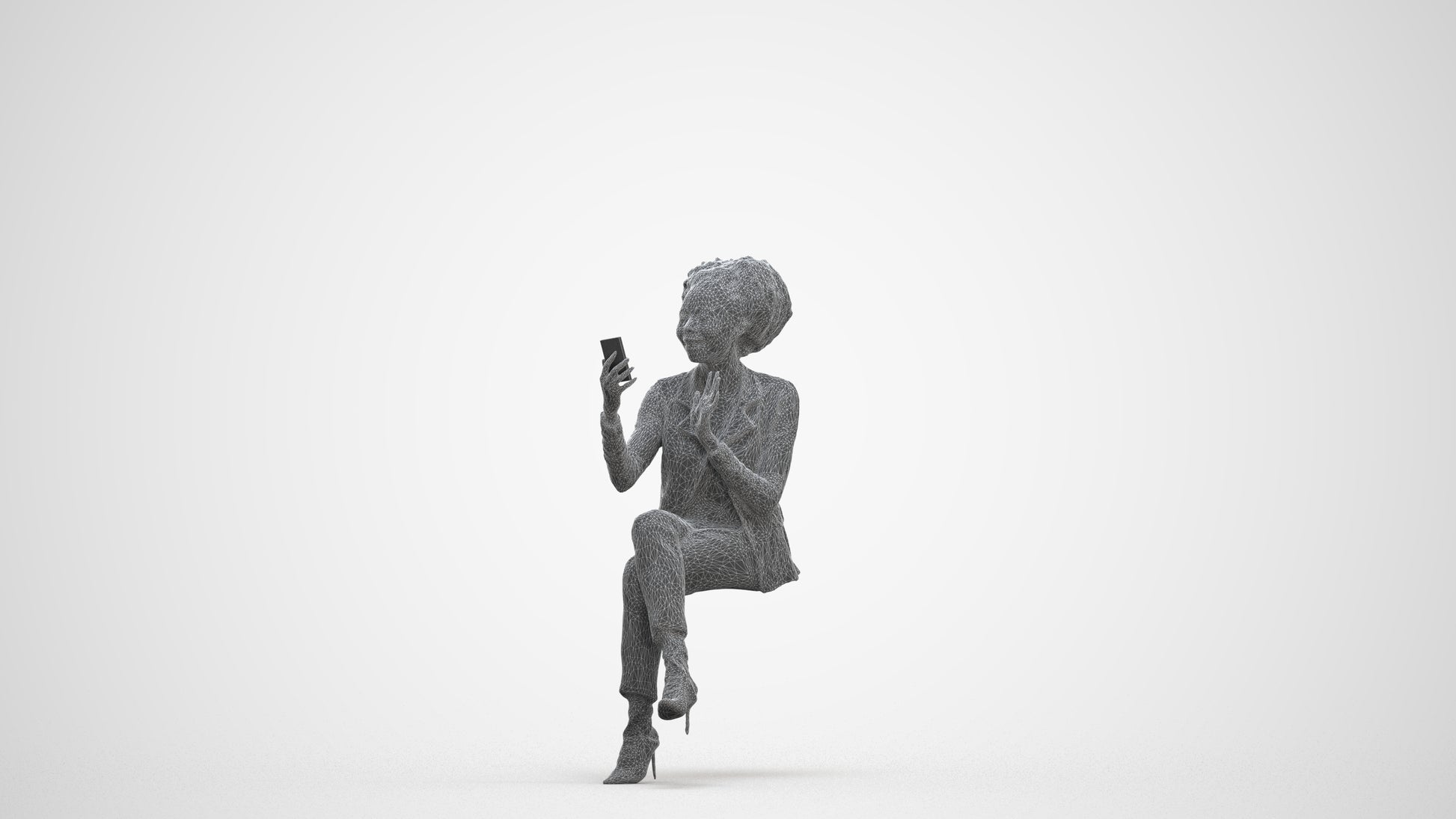 3D people model woman business, scanned human for 3ds Max rendering, three-quarter front view render