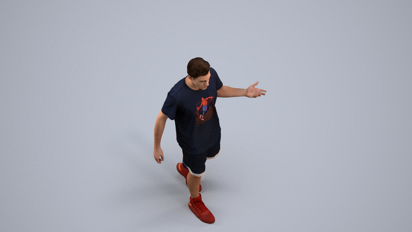 realistic 3D man sport, scanned archviz people for Blender and 3ds Max, back view render