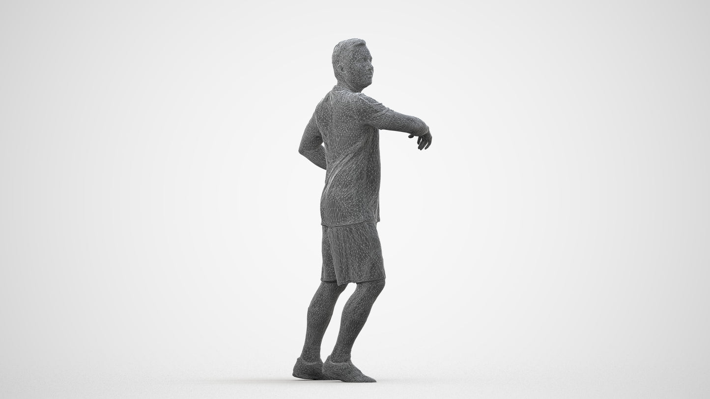 photogrammetry 3D man sport, realistic human model archviz FBX, wireframe side view