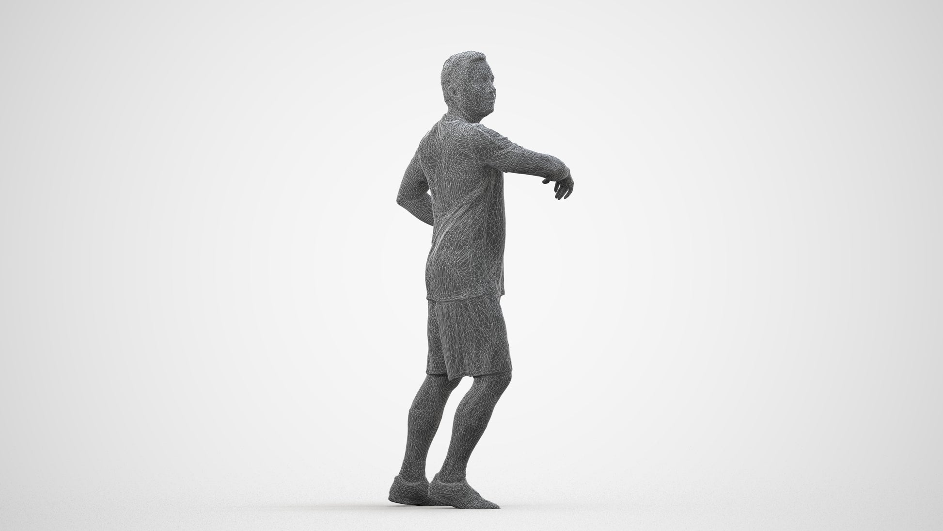 photogrammetry 3D man sport, realistic human model archviz FBX, wireframe side view
