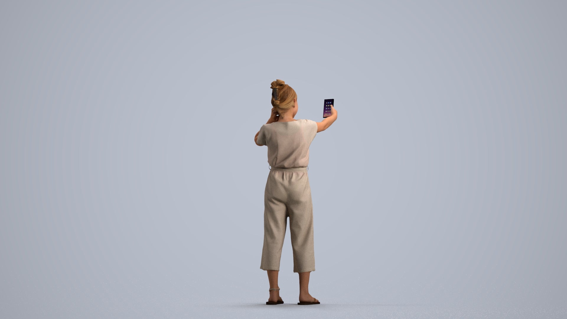 3D people model girl kids, scanned human for 3ds Max rendering, front view render