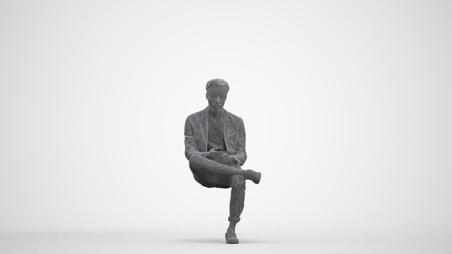 3D scanned man business, photorealistic archviz people for Enscape and SketchUp, three-quarter front view render