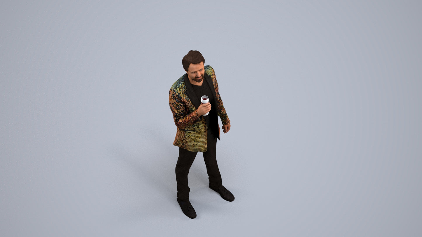 scanned 3D man formal formalaffairs, photogrammetry people for Enscape and V-Ray, back view render