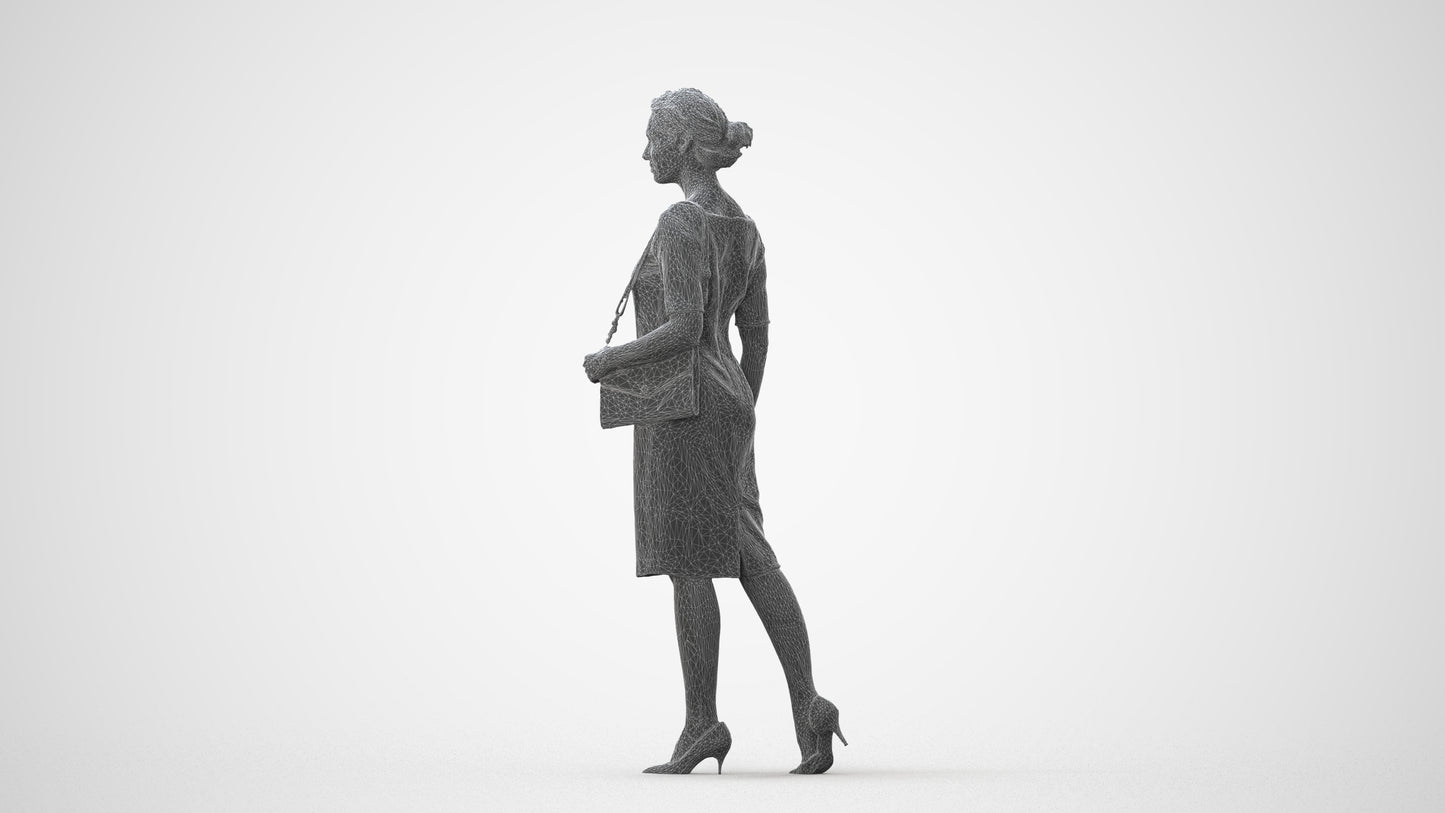 realistic 3D woman casual walking, scanned archviz people for Blender and 3ds Max, square thumbnail