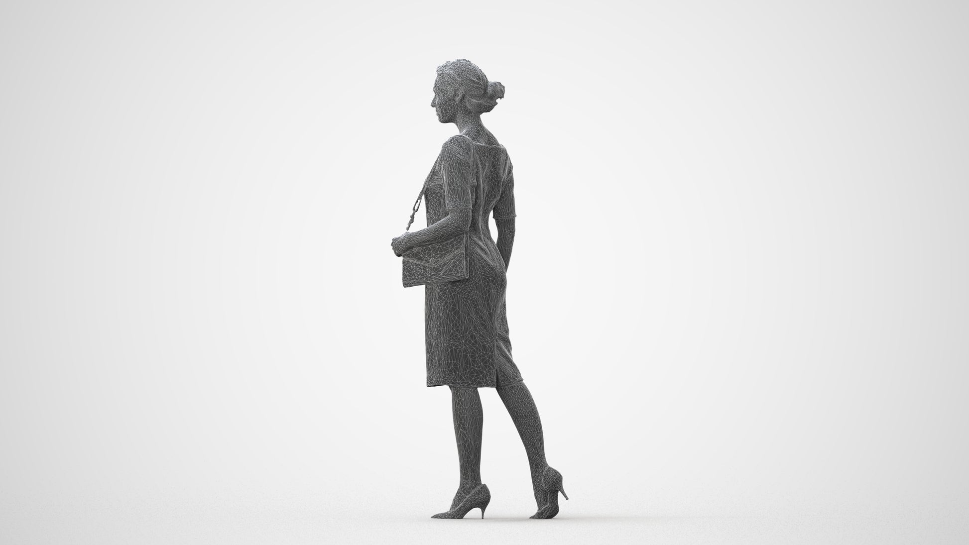 realistic 3D woman casual walking, scanned archviz people for Blender and 3ds Max, square thumbnail
