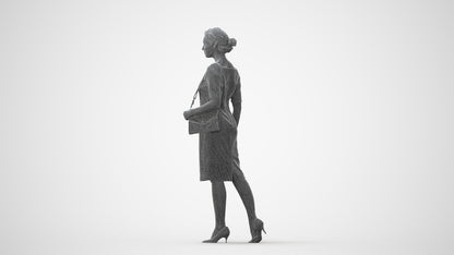 realistic 3D woman casual walking, scanned archviz people for Blender and 3ds Max, square thumbnail
