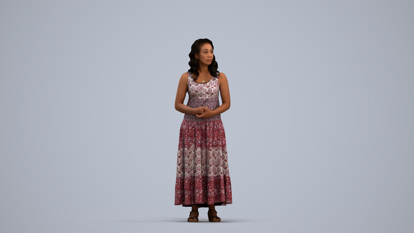 3D people model woman casual standing, scanned human for 3ds Max rendering, standing pose render