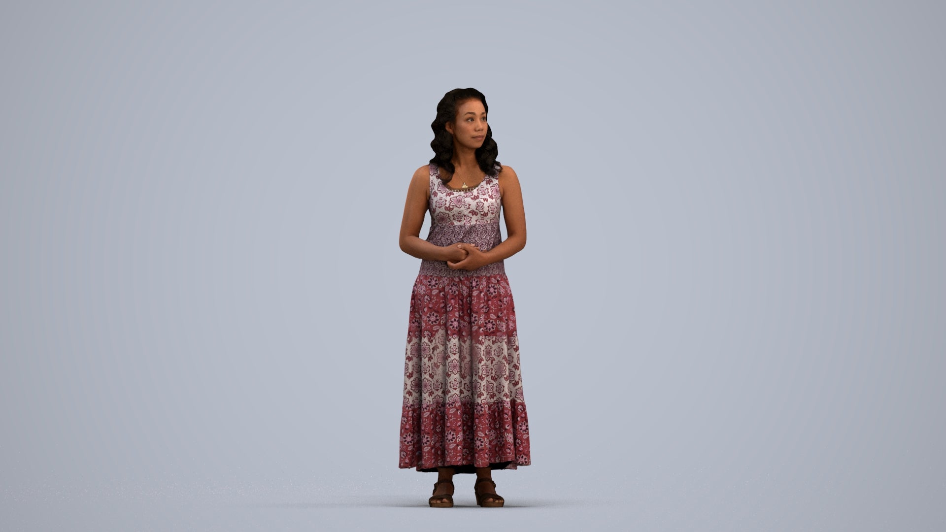 3D people model woman casual standing, scanned human for 3ds Max rendering, standing pose render