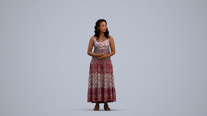 3D people model woman casual standing, scanned human for 3ds Max rendering, standing pose render