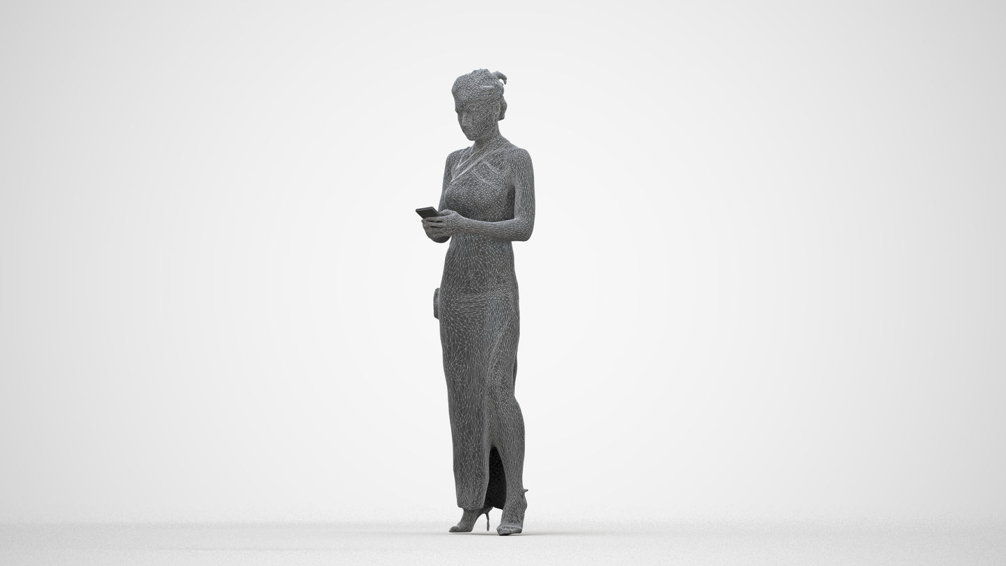 realistic 3D woman formal formalaffairs, scanned archviz people for Blender and 3ds Max, wireframe back view