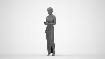 realistic 3D woman formal formalaffairs, scanned archviz people for Blender and 3ds Max, wireframe back view