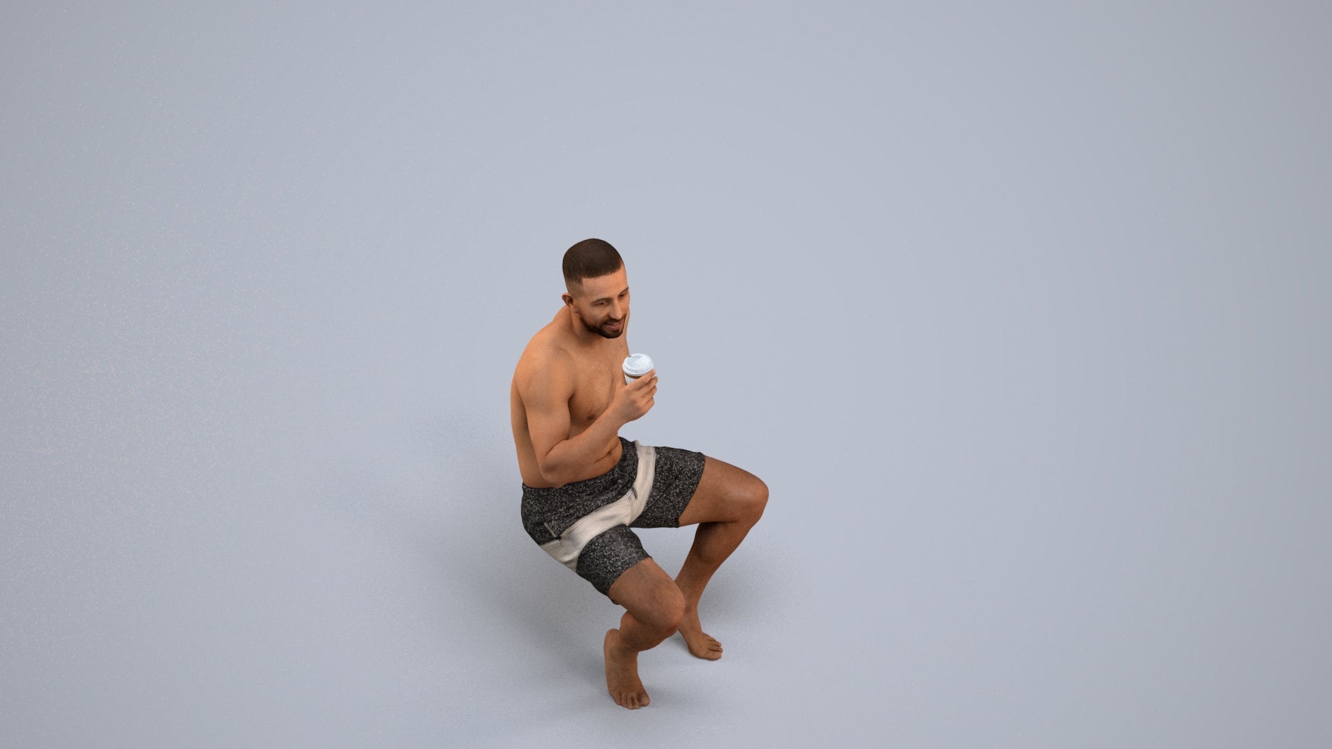 realistic 3D people man pool, render-ready for V-Ray and Corona, FBX OBJ, back view render