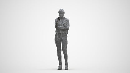 photogrammetry 3D woman casual standing, realistic human model archviz FBX, three-quarter front view render