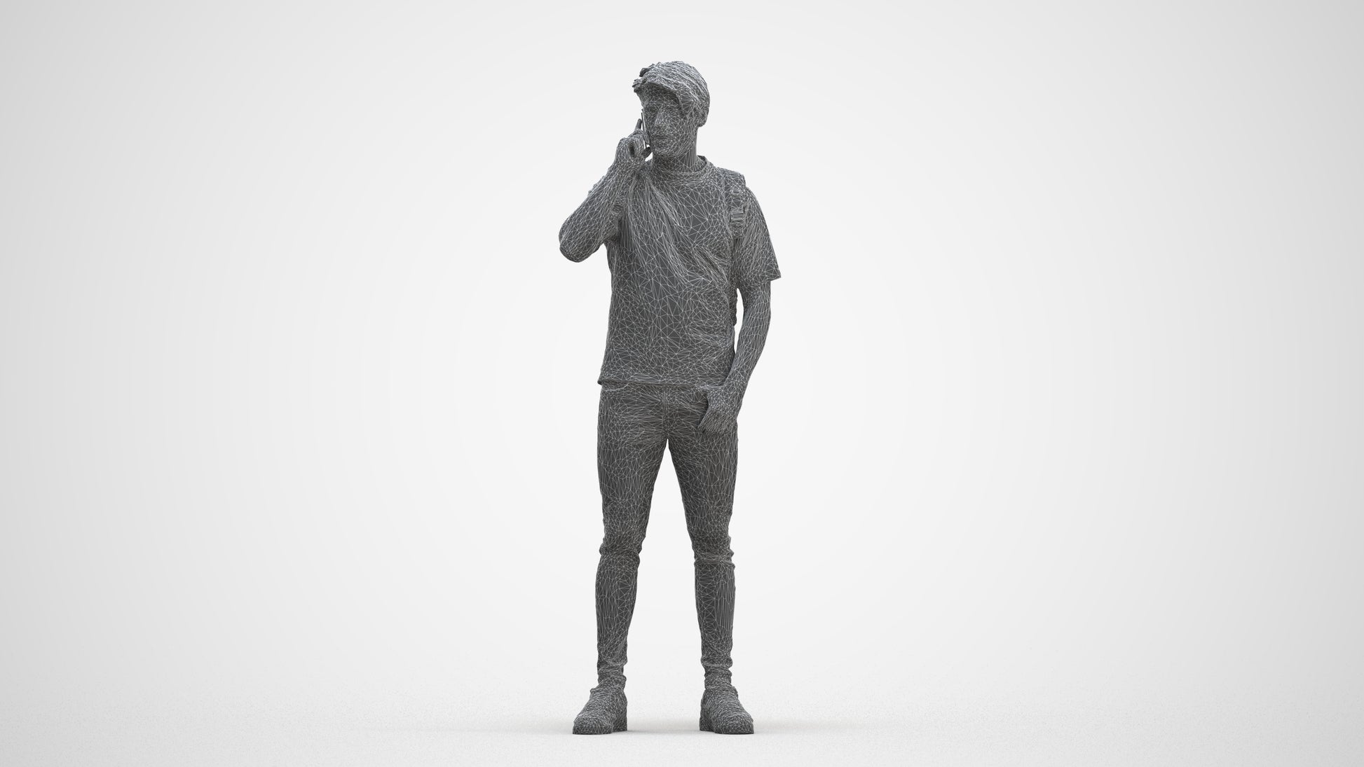 3D scanned man standing casual, photorealistic archviz people for Enscape and SketchUp, three-quarter front view render