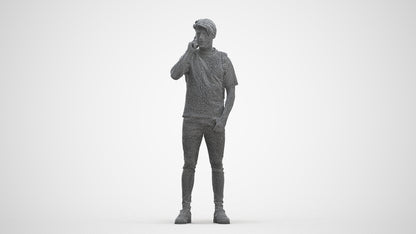 3D scanned man standing casual, photorealistic archviz people for Enscape and SketchUp, three-quarter front view render