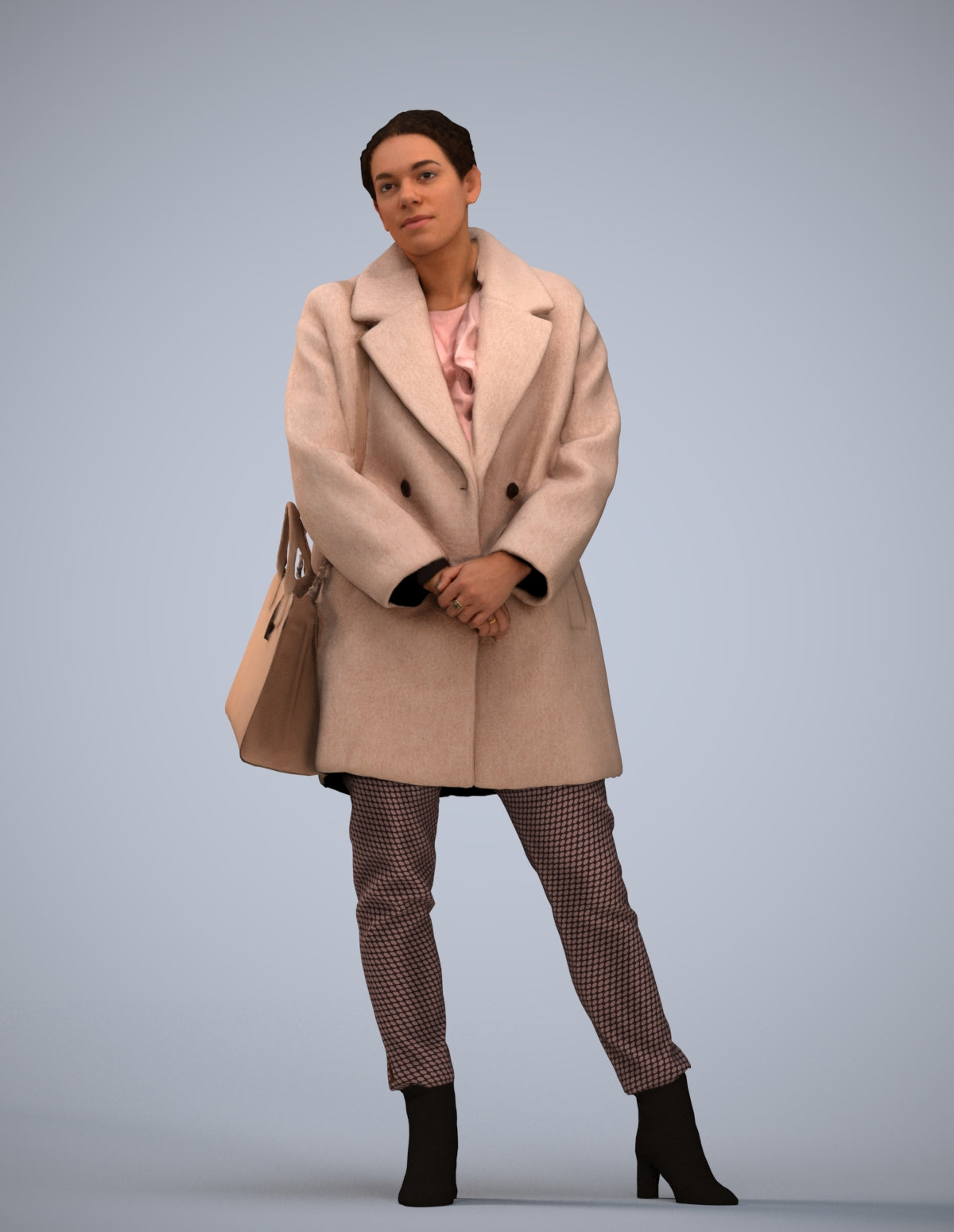 scanned 3D woman business standing, photogrammetry people for Enscape and V-Ray