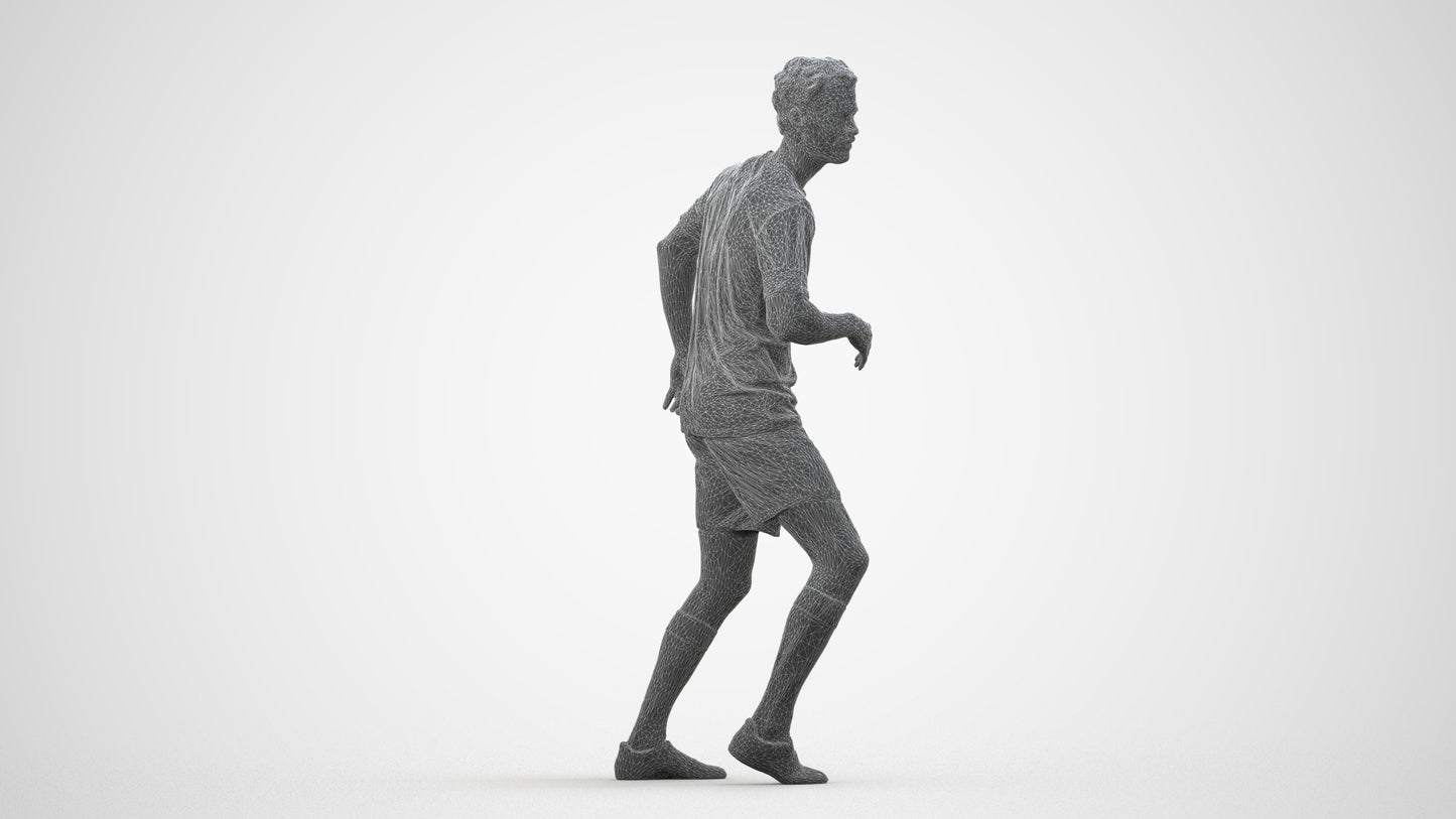 realistic 3D people man sport, render-ready for V-Ray and Corona, FBX OBJ, wireframe side view