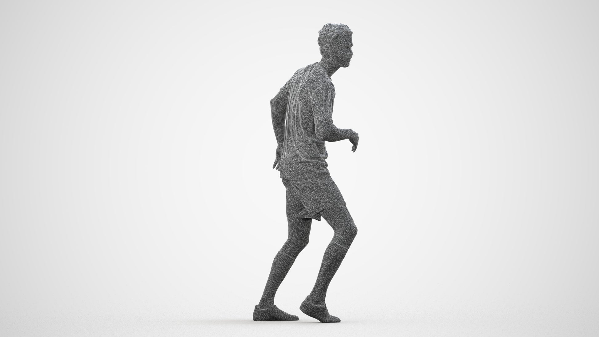 realistic 3D people man sport, render-ready for V-Ray and Corona, FBX OBJ, wireframe side view