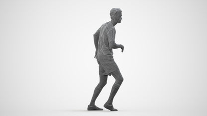 realistic 3D people man sport, render-ready for V-Ray and Corona, FBX OBJ, wireframe side view