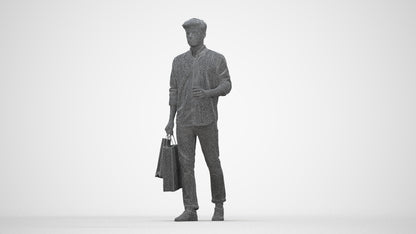 photogrammetry 3D man casual standing, realistic human model archviz FBX, wireframe back view