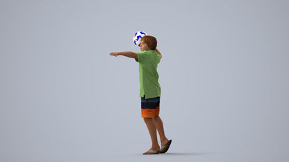 3D people model boy sport kids, scanned human for 3ds Max rendering, three-quarter view render
