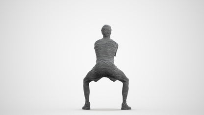3D people model man sport, scanned human for 3ds Max rendering, wireframe front view