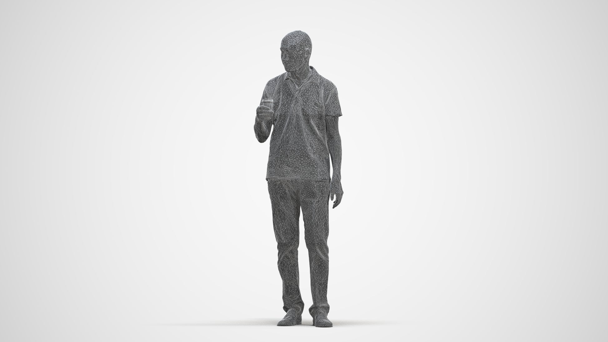 3D scanned senior man standing casual, photorealistic archviz people for Enscape and SketchUp