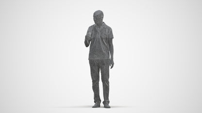 3D scanned senior man standing casual, photorealistic archviz people for Enscape and SketchUp