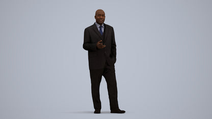 realistic 3D human man business, archviz people FBX OBJ for Blender, standing pose render