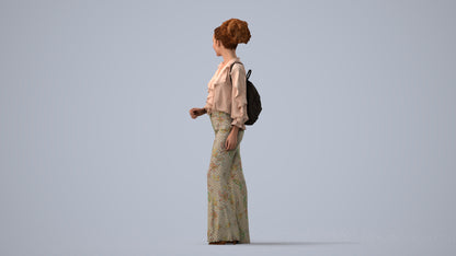 scanned 3D woman casual standing, photogrammetry people for Enscape and V-Ray, three-quarter view render