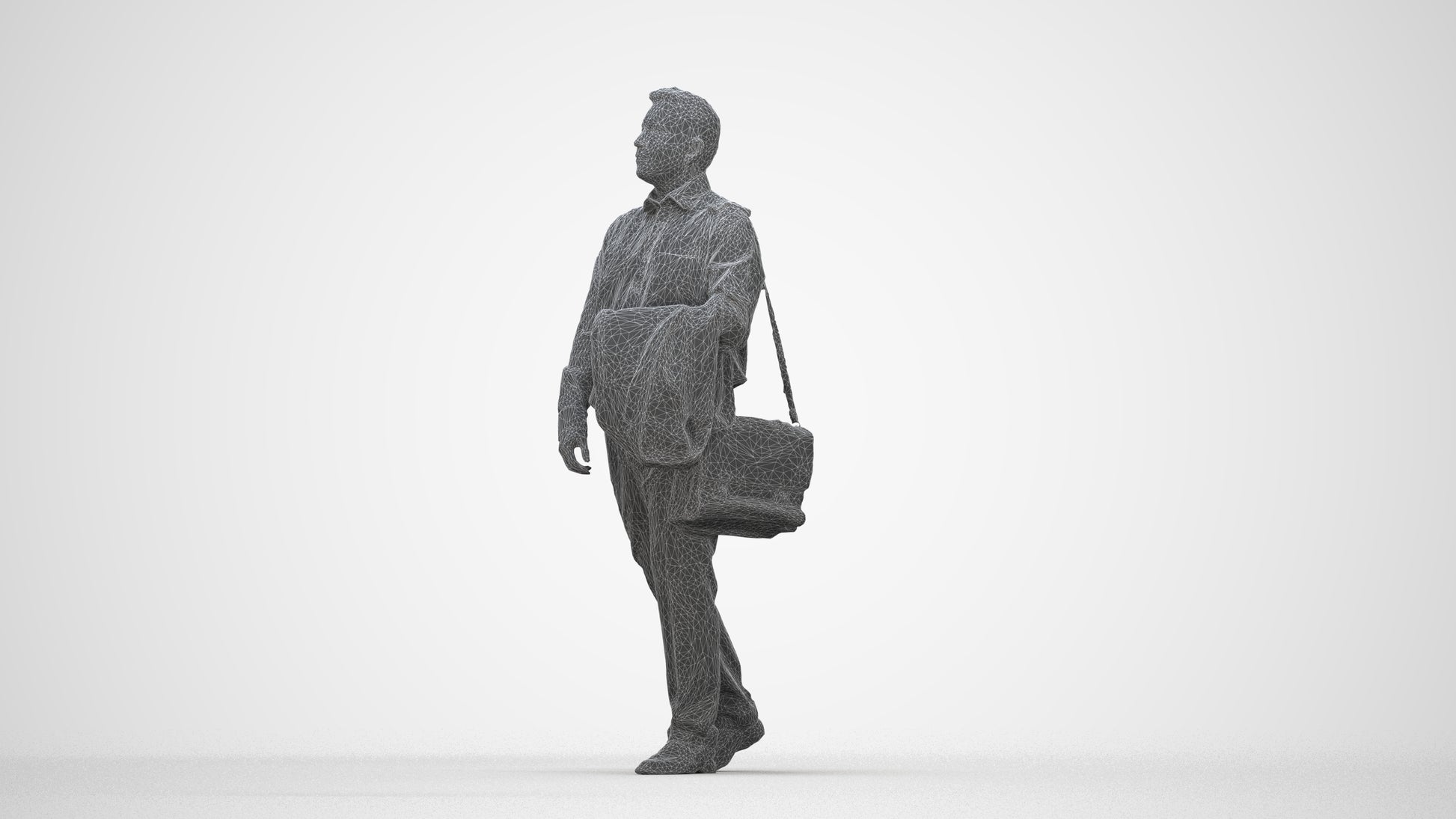 realistic 3D man business, scanned archviz people for Blender and 3ds Max, wireframe back view