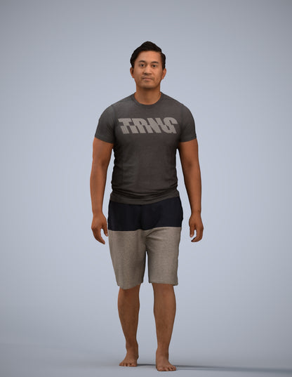 3D human model man sport walking, photogrammetry scanned person for archviz