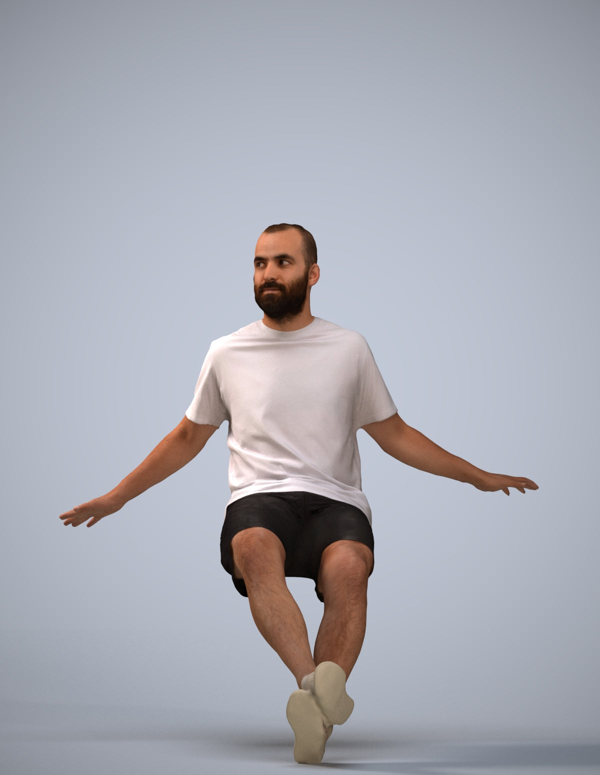scanned 3D man casual sitting, photogrammetry people for Enscape and V-Ray